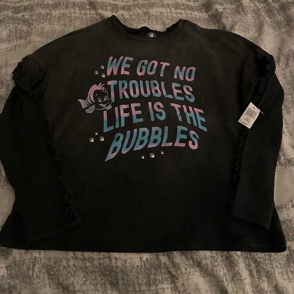 Disney LITTLE MERMAID Flounder & Sebastian Long Sleeve Top Shirt size Medium NWT